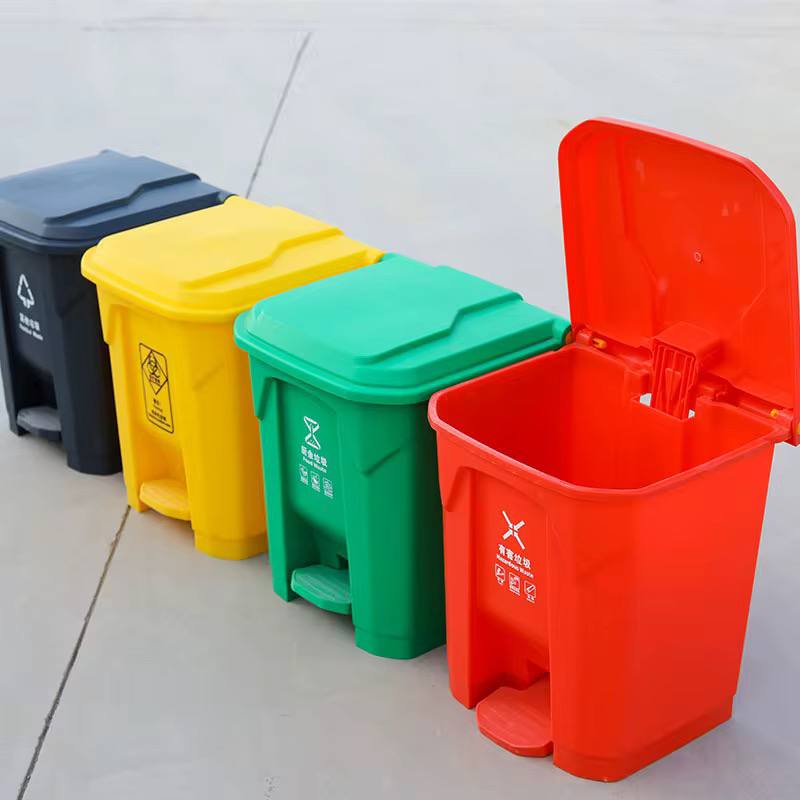 Trash Can Dustbins Outdoor Recycling Bins, Large Shatterproof Easy To Clean Dustbins Garbage Container Trash Barrel