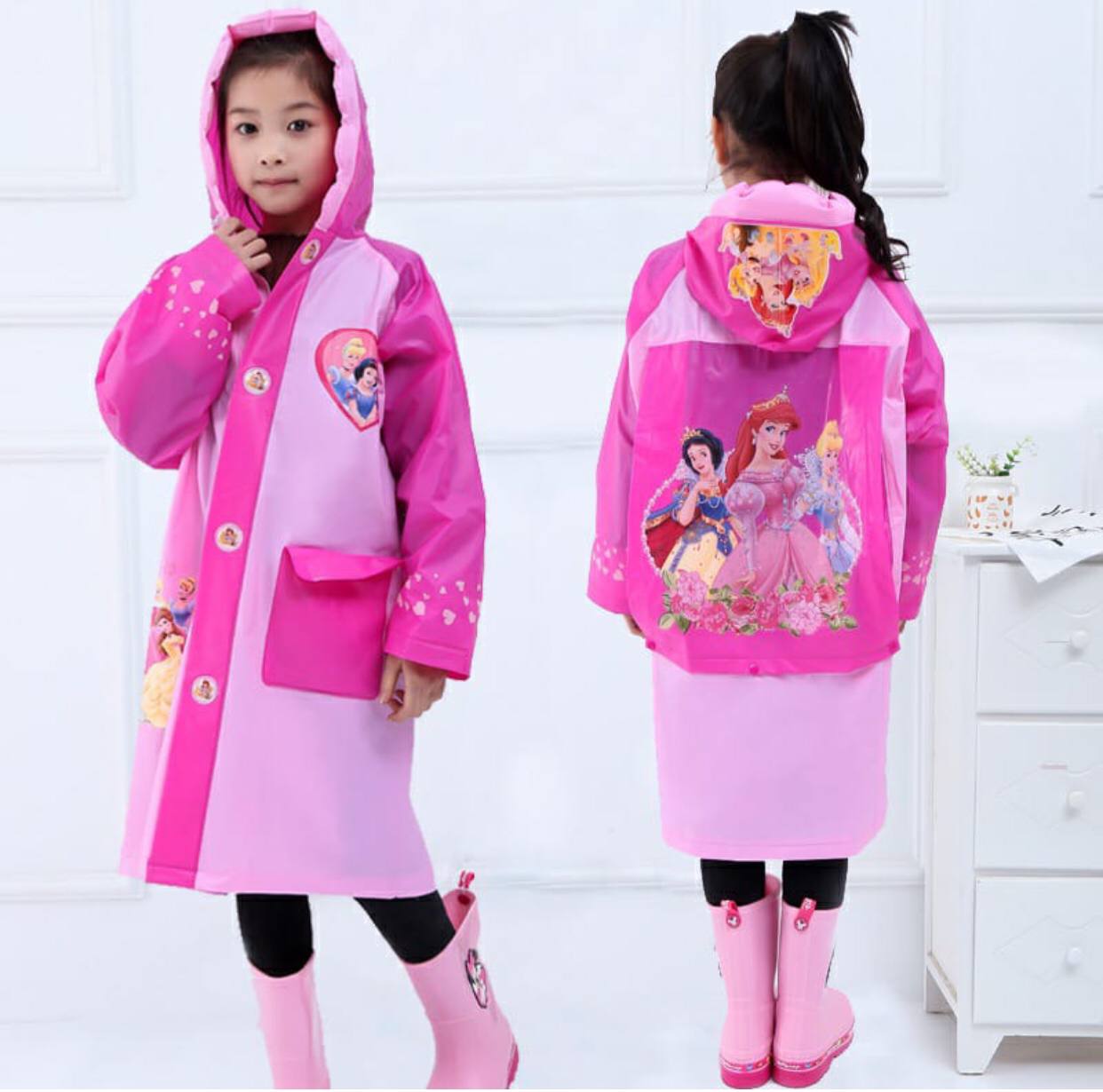 Inflatable brim kids disney cartoon themed raincoats