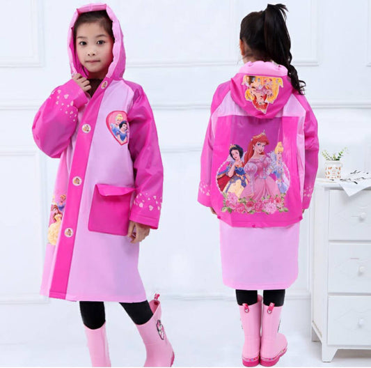 Inflatable brim kids disney cartoon themed raincoats