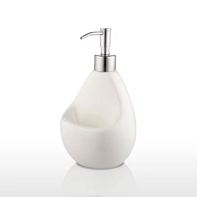 Fancy single ceramic lotion / soap dispenser with wash pad