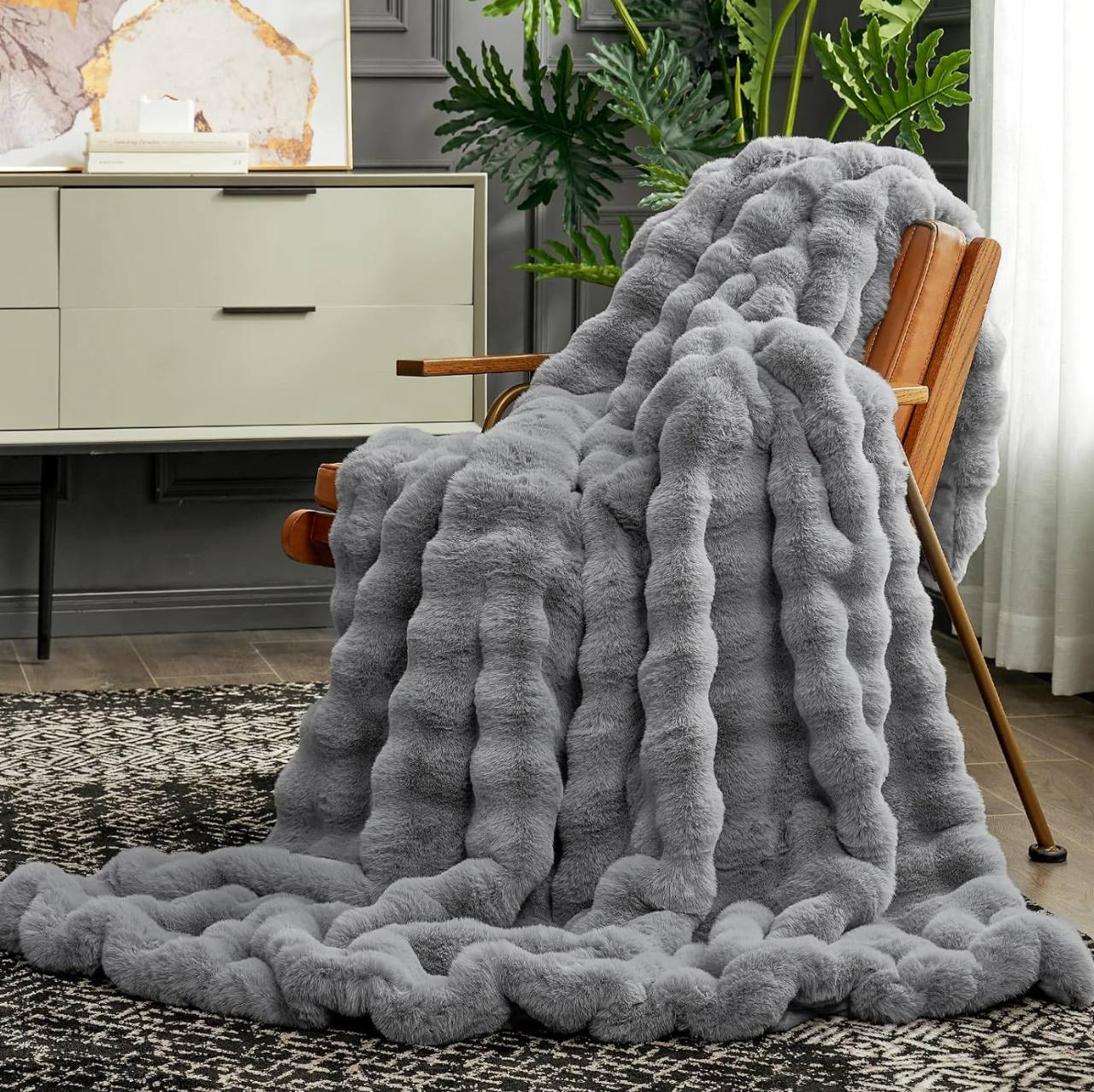 Soft Bubble Winter Throw Blanket Plain