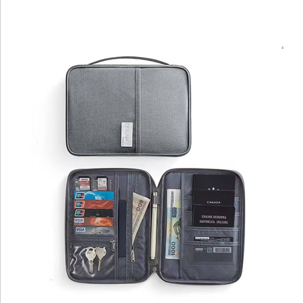 Multifunctional family size travel passport and document organizer