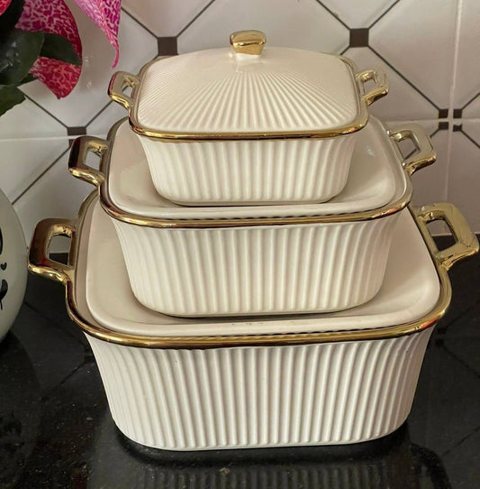 Ridged Serving dishes set