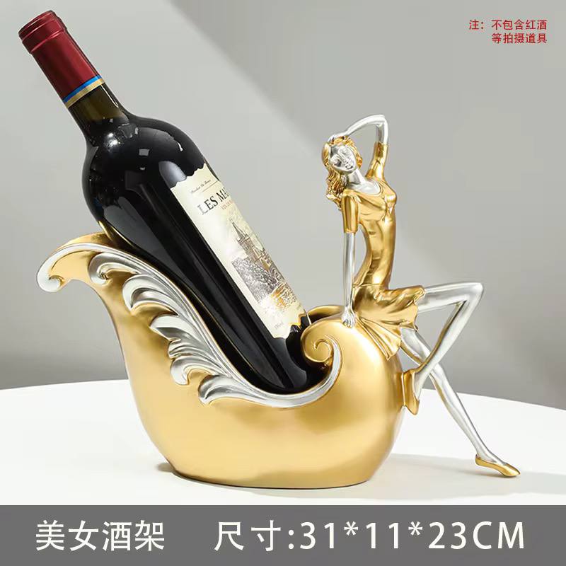 Creative Gold statue wine bottle holder