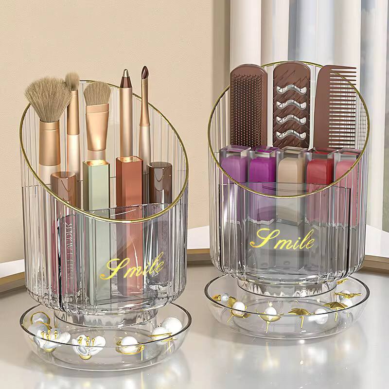 Rotating makeup brush holder