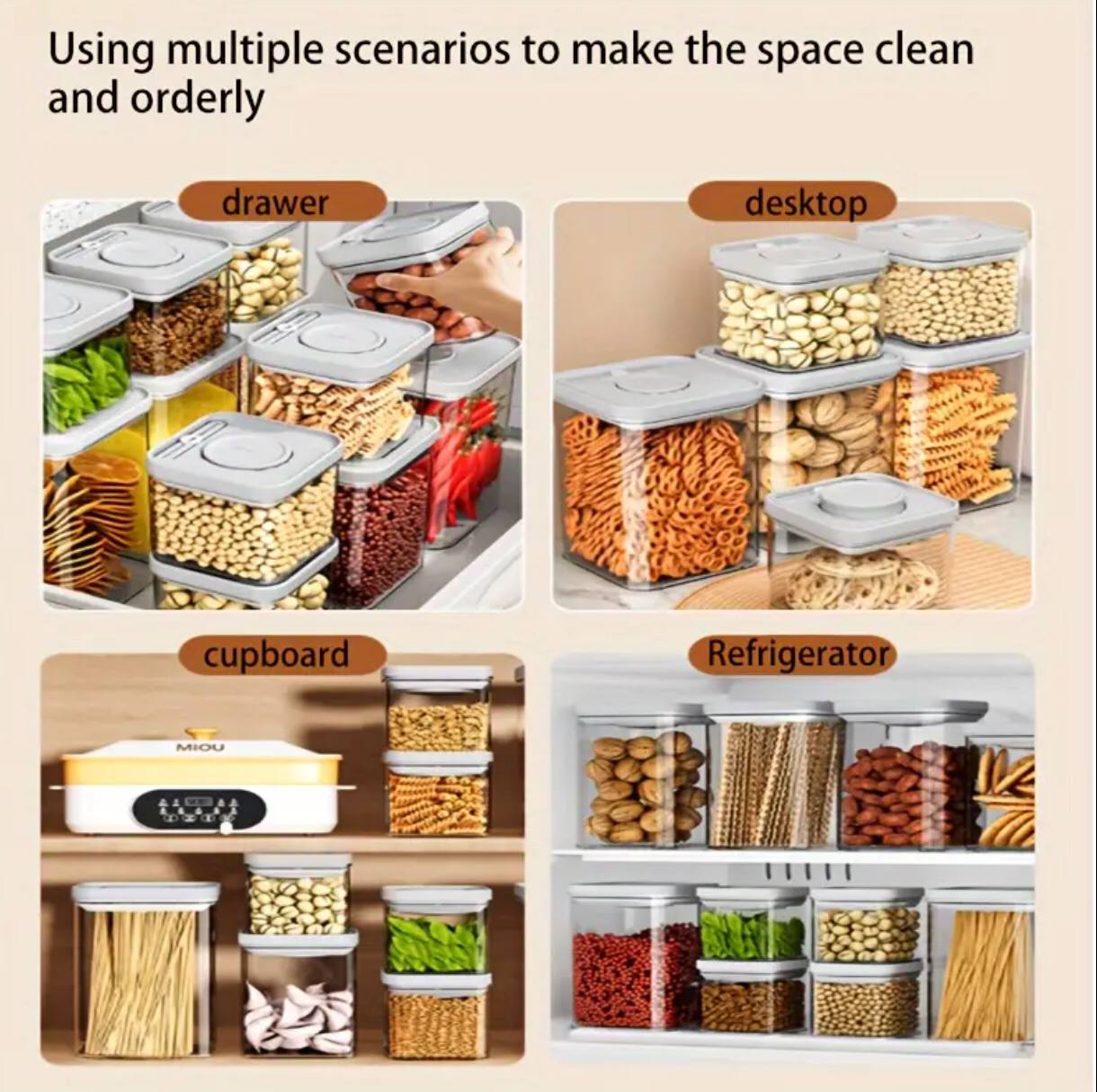 3 pcs Airtight Press-to-Seal Food Storage Container with Lid