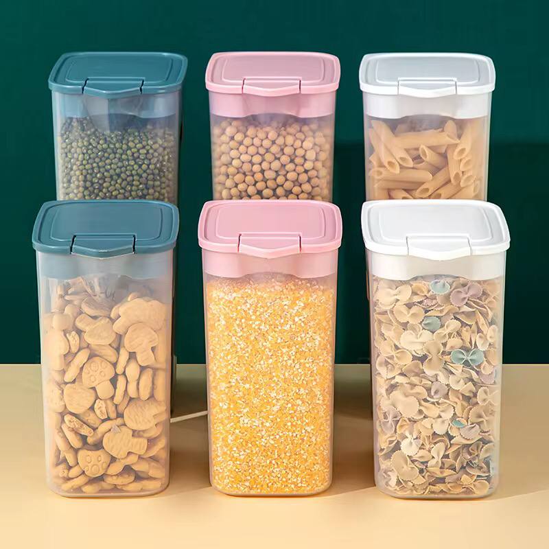 Kitchen Transparent Sealed Jar Plastic Household Cereals Grains Storage Box Hermetic Cans Organizer Bulk Classified Container