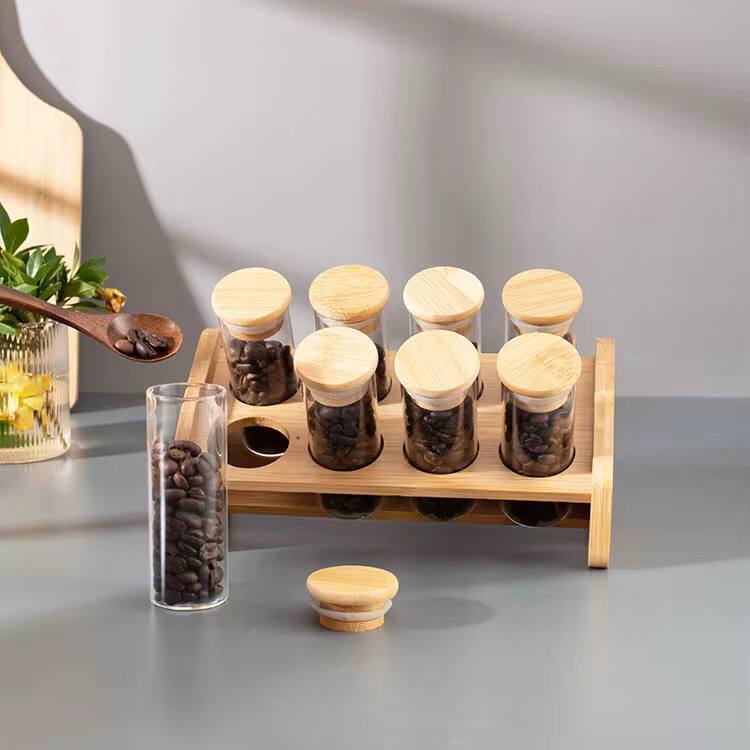 Spice Jars Set plus Bamboo Stand