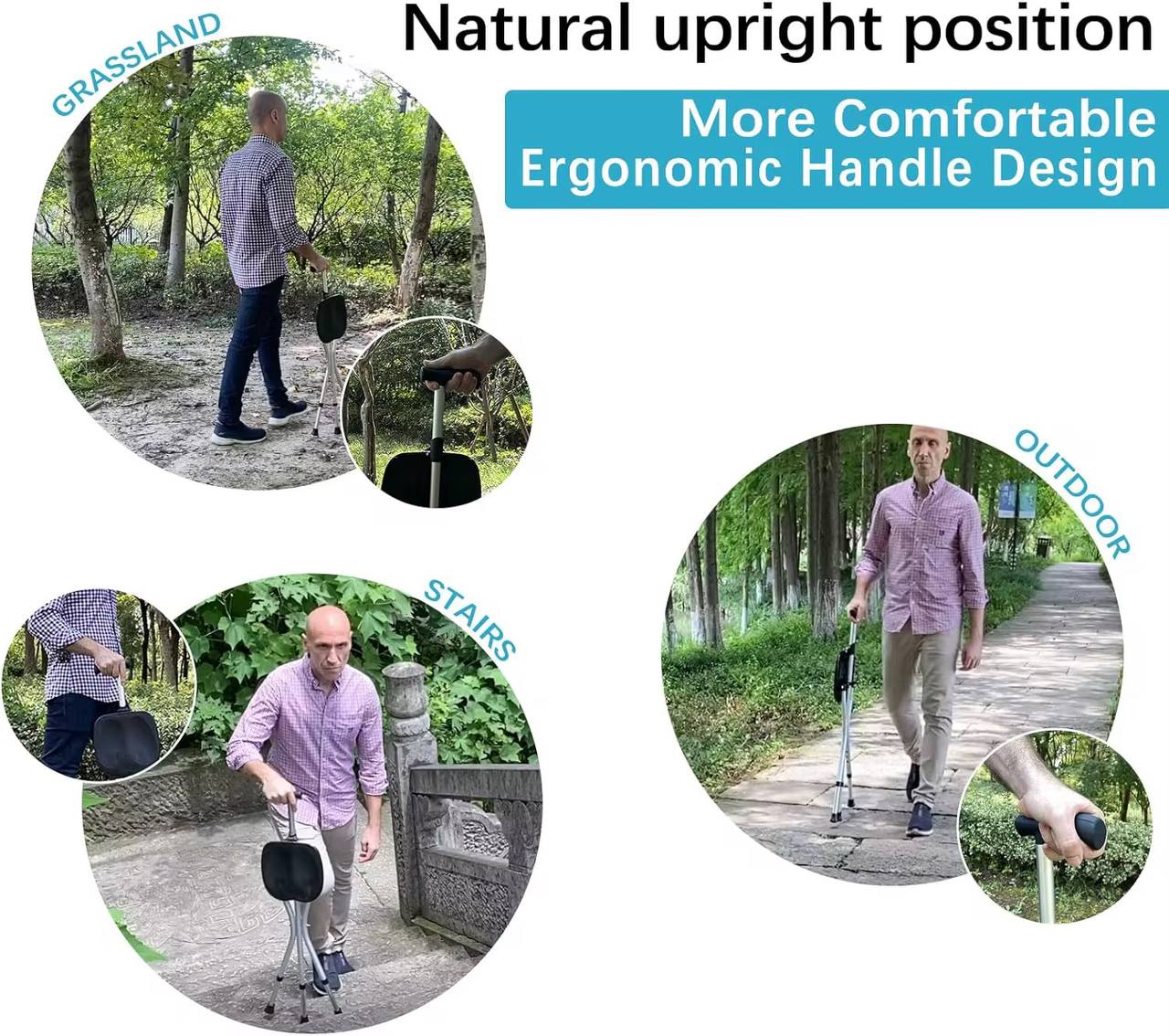 2 in 1 elderly walking stick cum stool