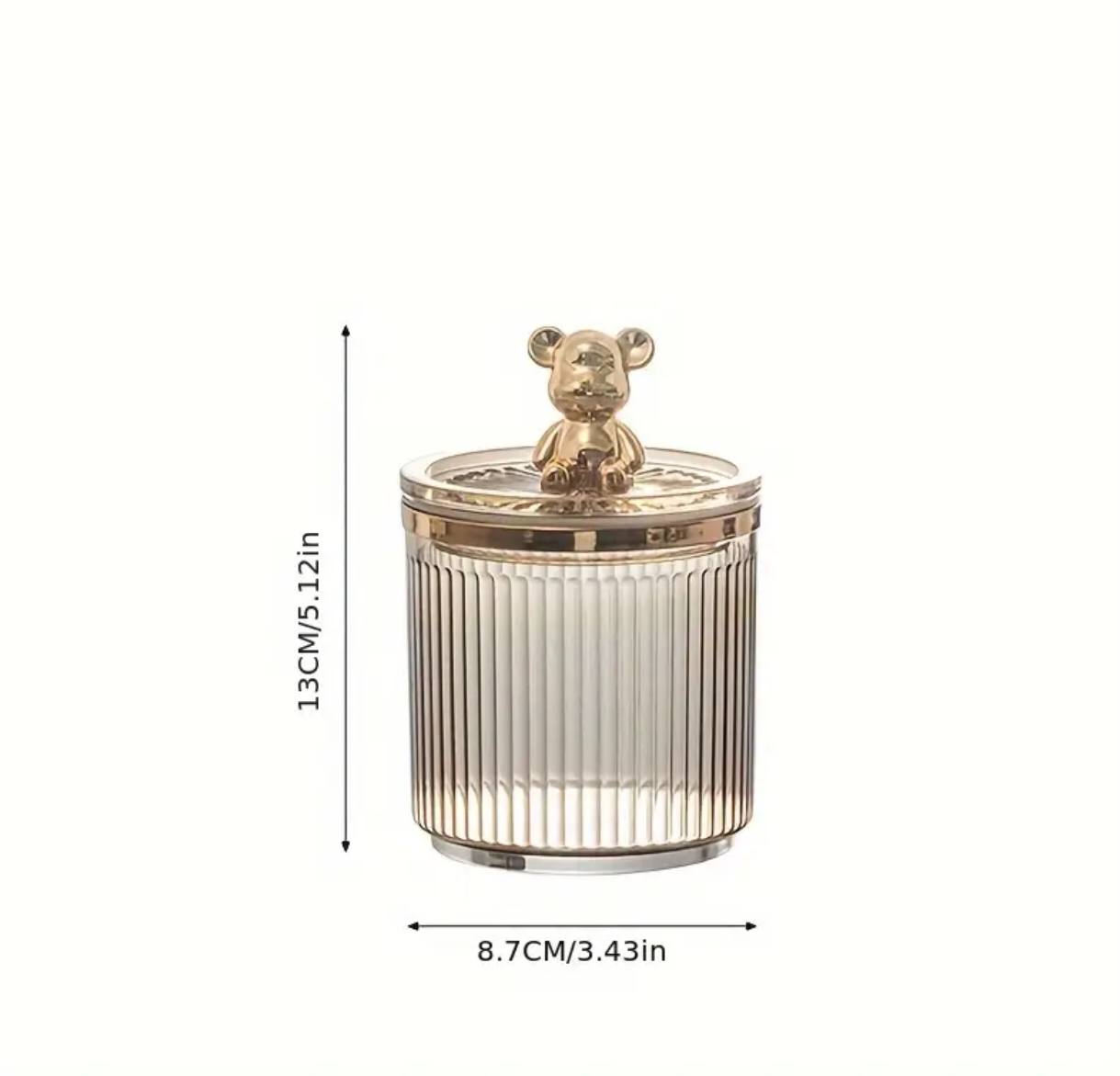 Luxury cute bear cotton swab storage box