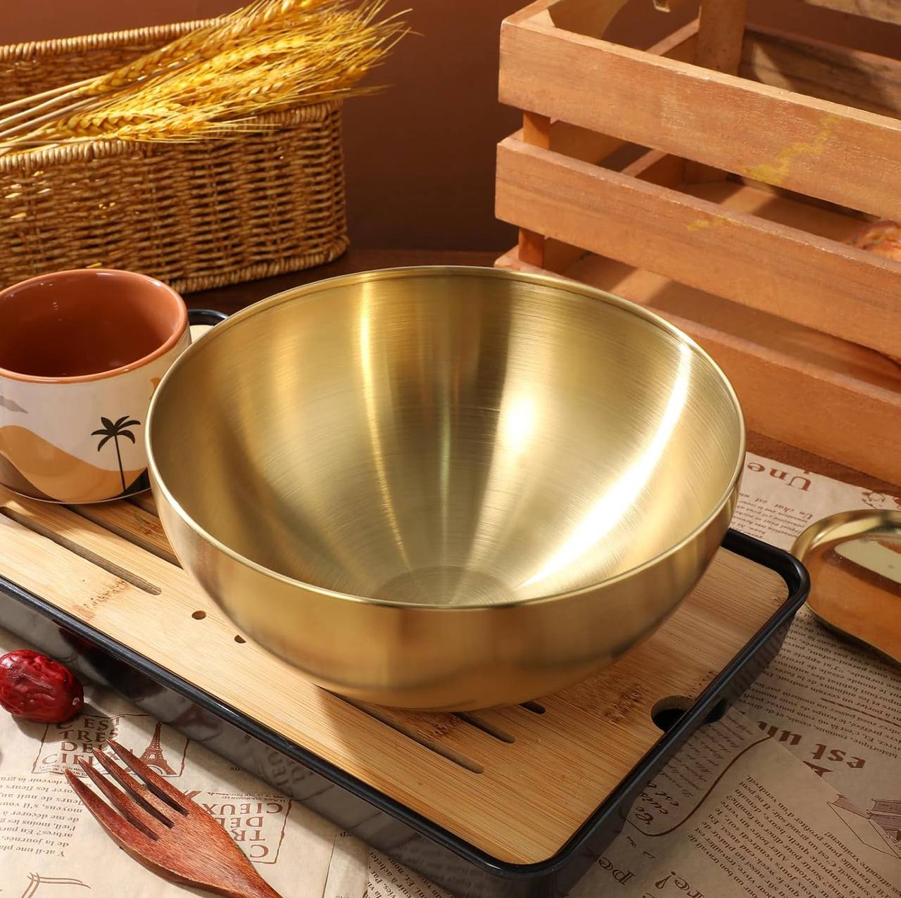 3 Litre Gold Stainless Steel 28cm Ramen Bowl