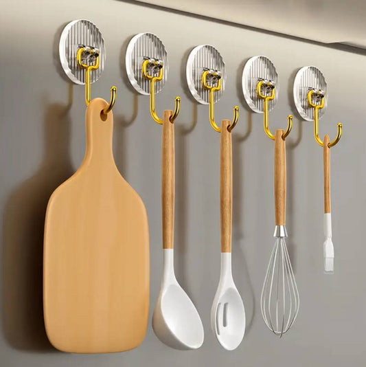 Set of 5 Golden Acrylic Hooks .