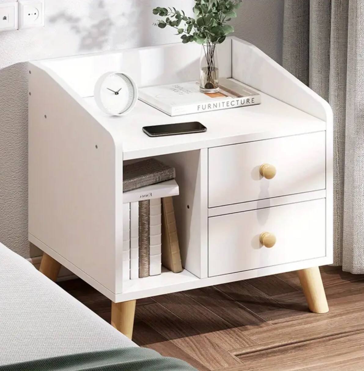 Bedside table with 3 drawers.