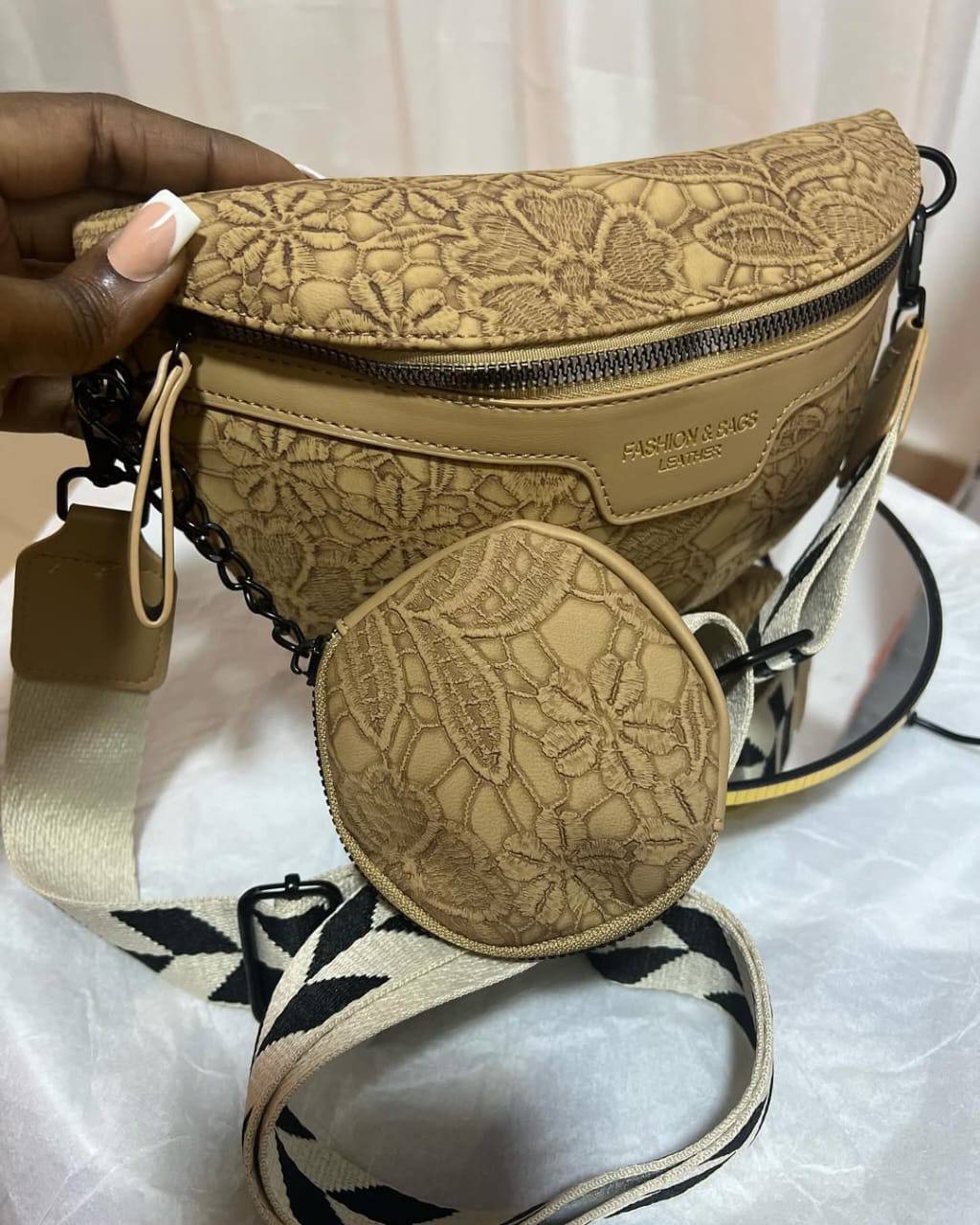 Laced with love crossbody bag