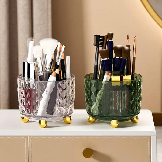 Luxury 360° rotating makeup brushes holder