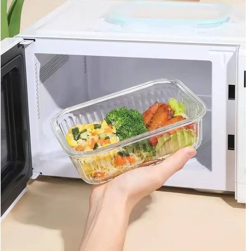 3pcs Borosilicate Glass ribbed Food Storage Containers with Lids