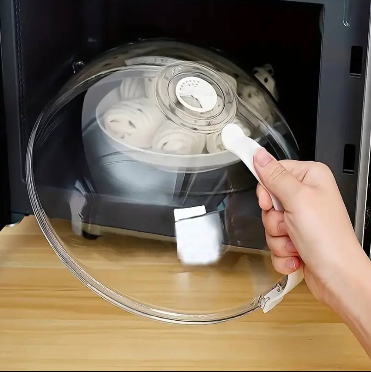 Heavy microwave cover with white handle