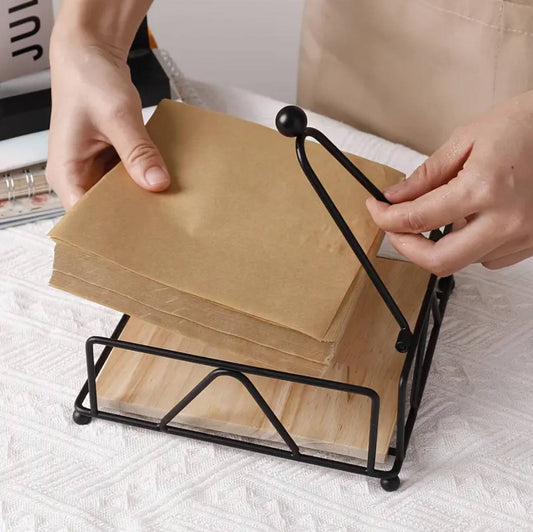 Luxury metallic serviette holder,with Bamboo place on