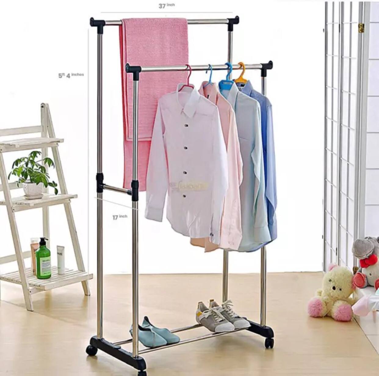 Coat rack/Floor coat rack, double pole stainless steel hanger
