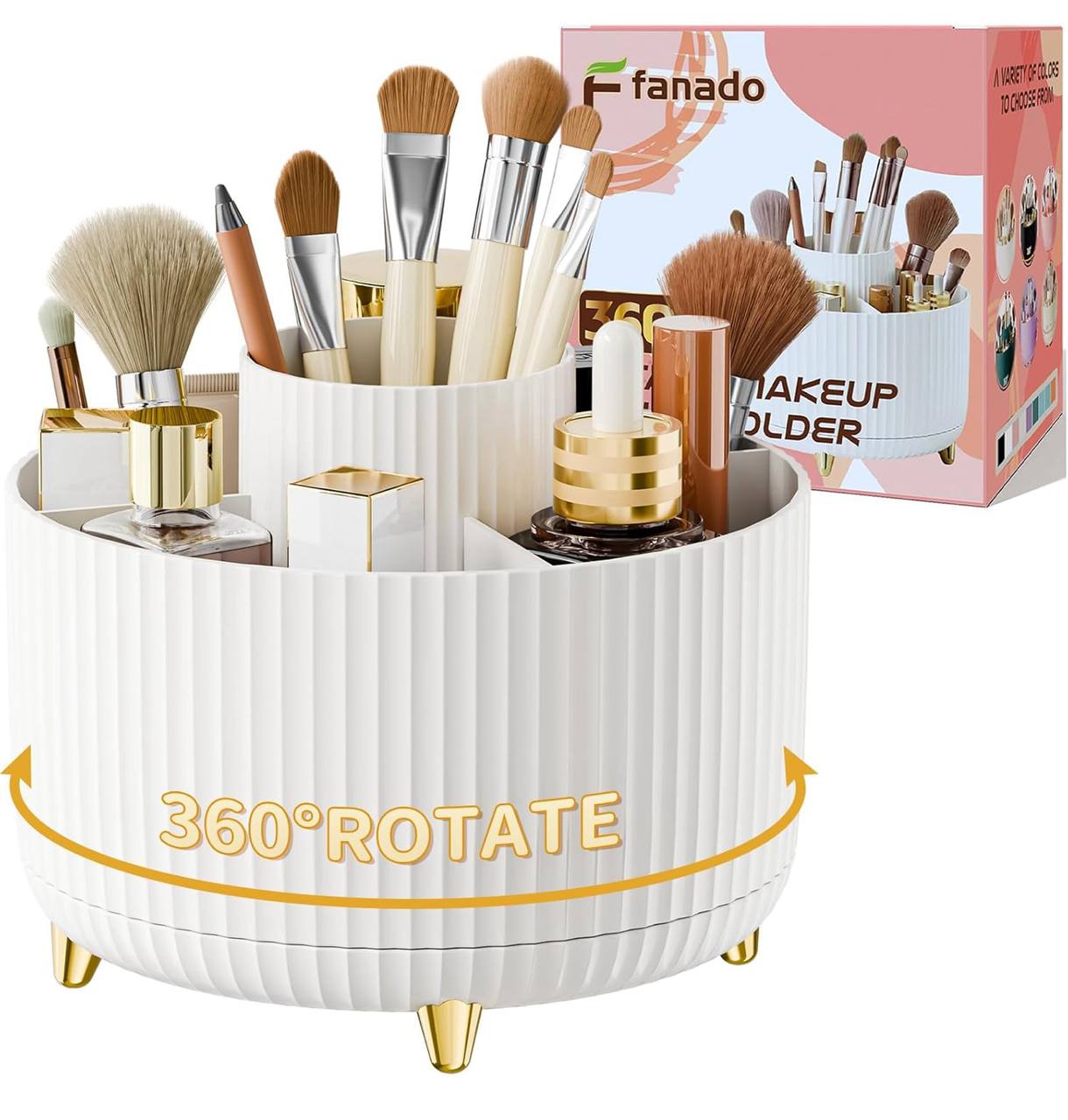 360°Rotating Desktop Makeup Brushes Organizer