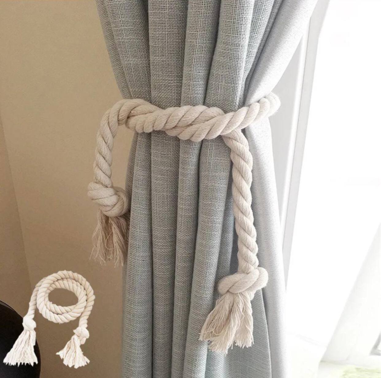 Limei 2 Pack Curtain Tiebacks Rope
