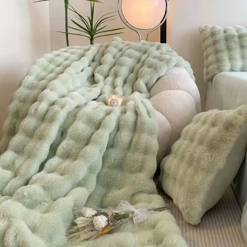 Big Size Soft Bubble Winter Throw Blanket Plain