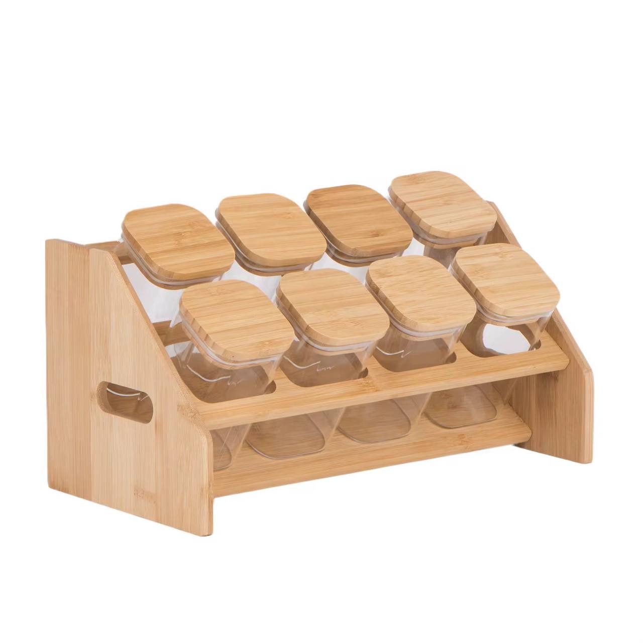 8pcs Classic style squared Borosilicate Glass Jar set