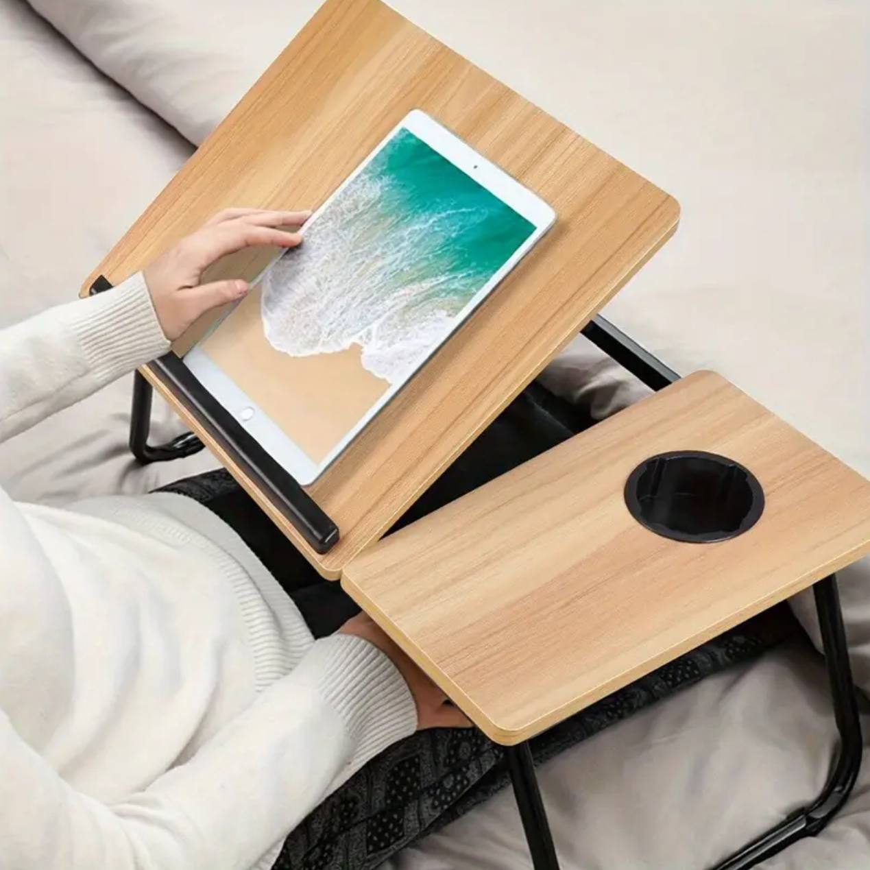 Adjustable Tilting Laptop Folding Table Stand Desk Bed Table with Foldable Legs