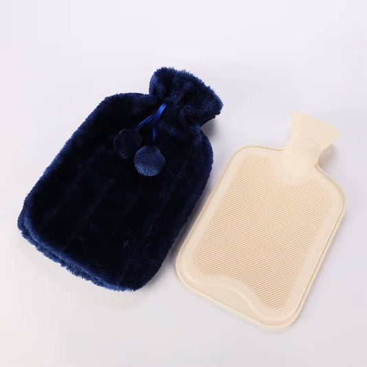 Hot Water Bottle with Faux Fur Fleece Cover