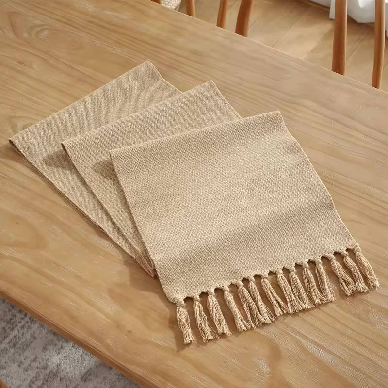 Extra long 275cm braided cotton linen table runners