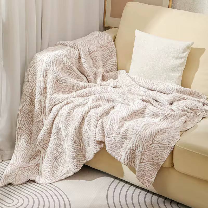 Leaf pattern micro fiber throw blanket