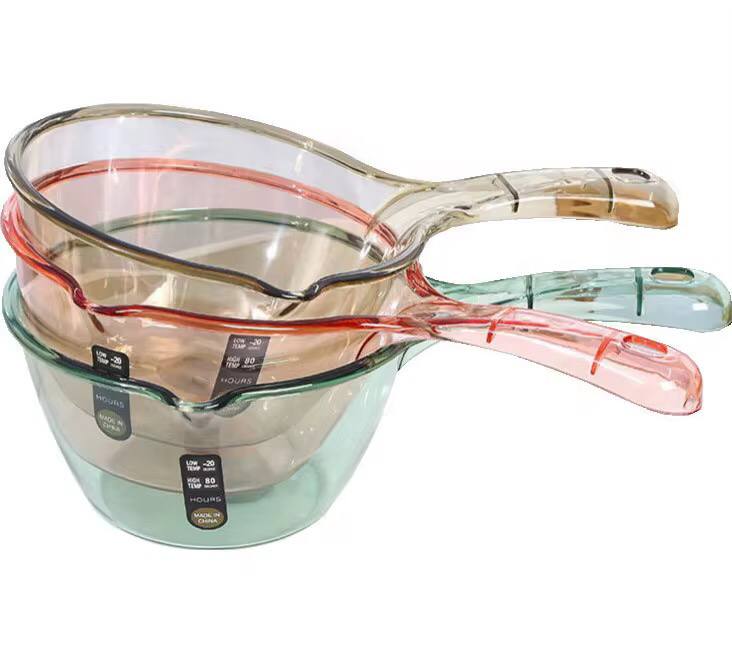 1Pc Transparent Long Handle Water Scoop Plastic Cooking Bathing Water Spoon Fall Resistant Kitchen Fruit Vegetable Cleaning