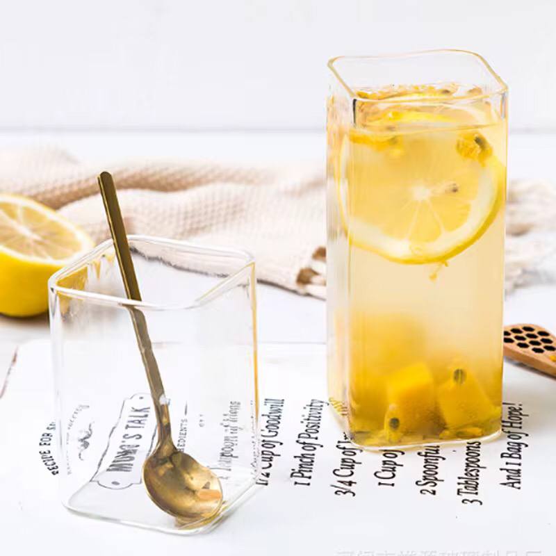 Square Glass Cup Heat-resistant Juice Milk Tea Glass Cup