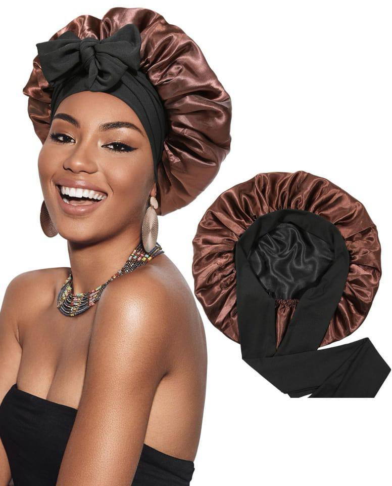 Reversable Satin Hair Bonnet with elastic tie band