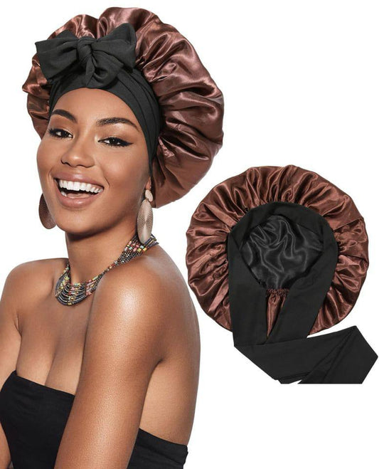 Reversable Satin Hair Bonnet with elastic tie band