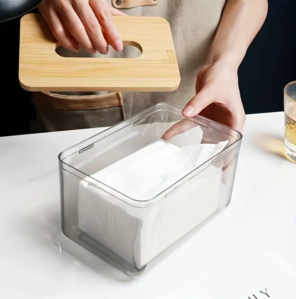 lNordic minimalist tissue box /Serviette holder with bamboo lid