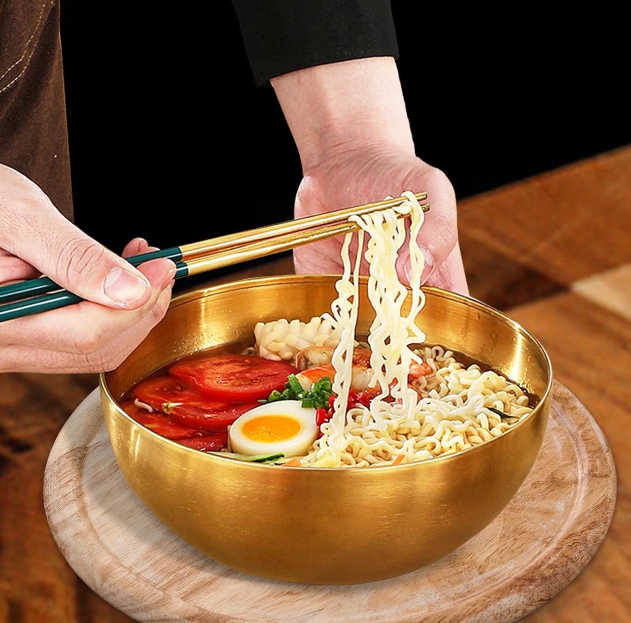 3 Litre Gold Stainless Steel 28cm Ramen Bowl