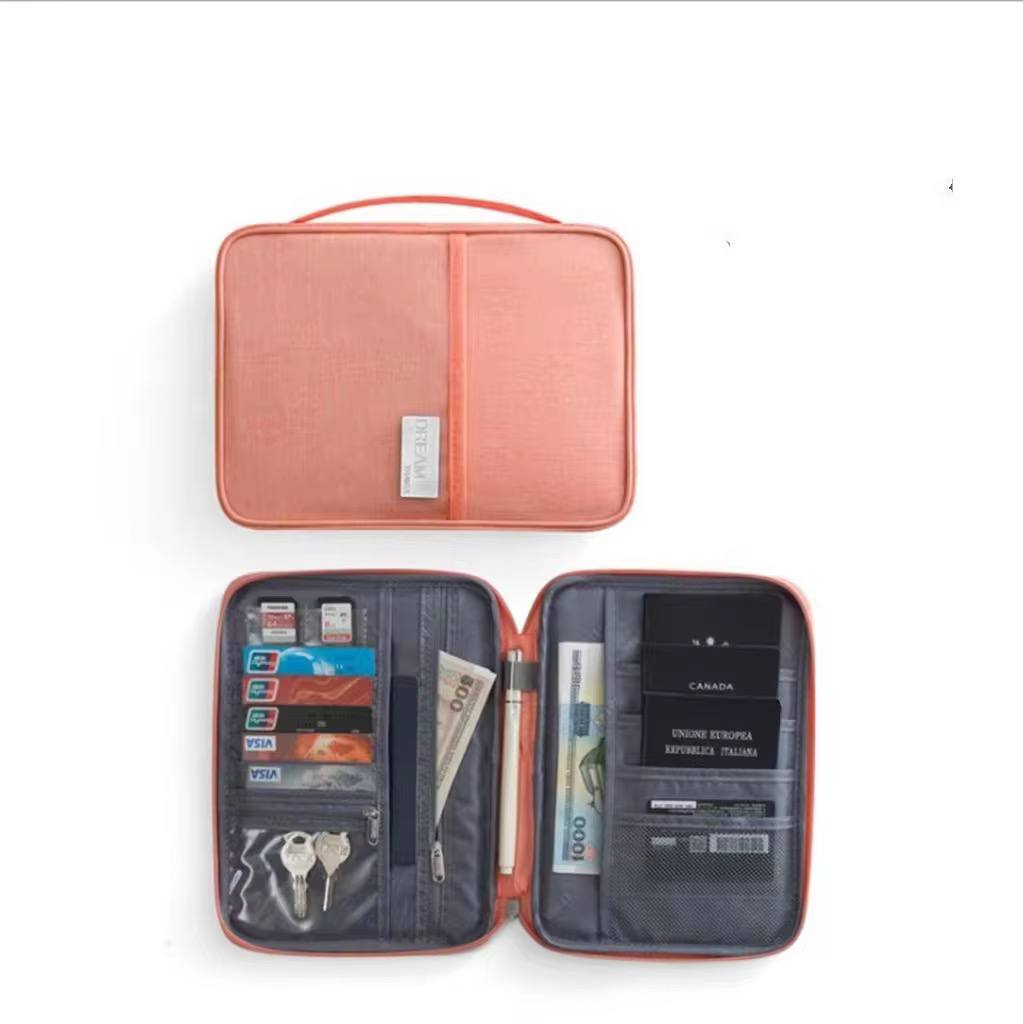Multifunctional family size travel passport and document organizer