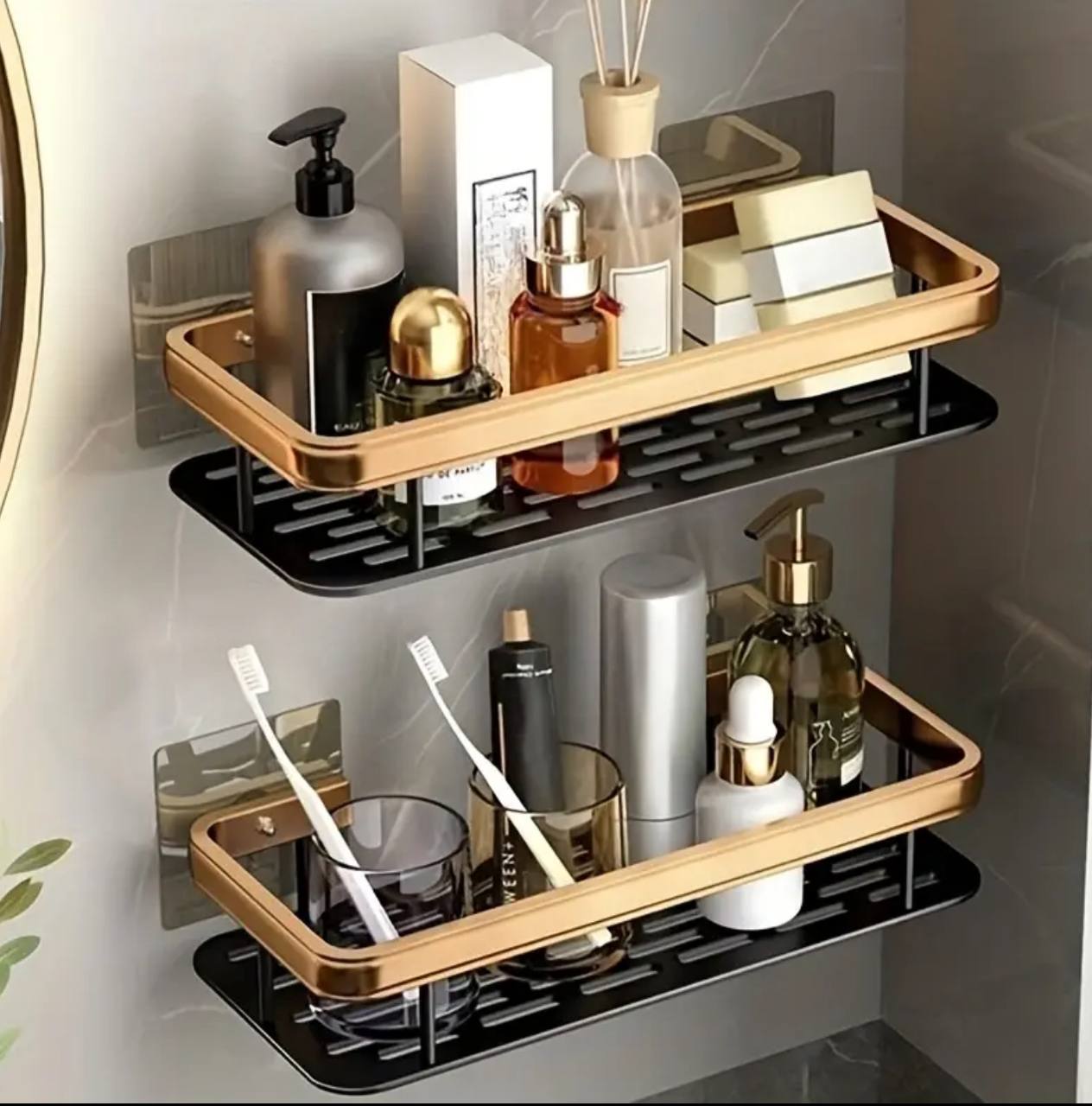 Double bathroom racks