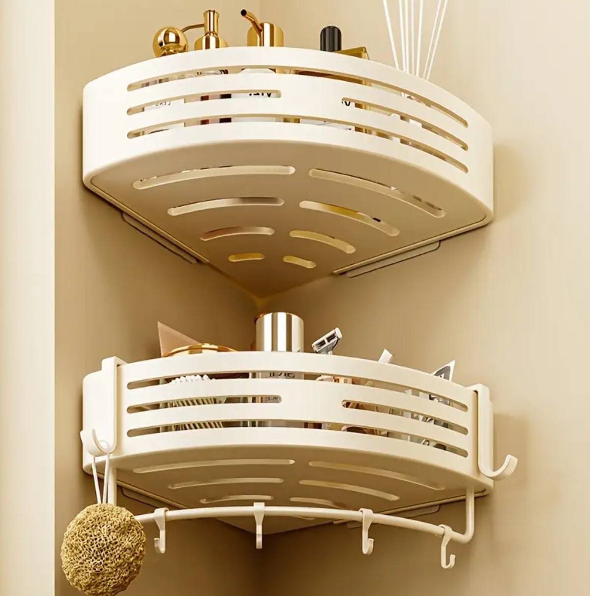 2pcs Corner Aluminum wall mounted Bathroom Shelf Set