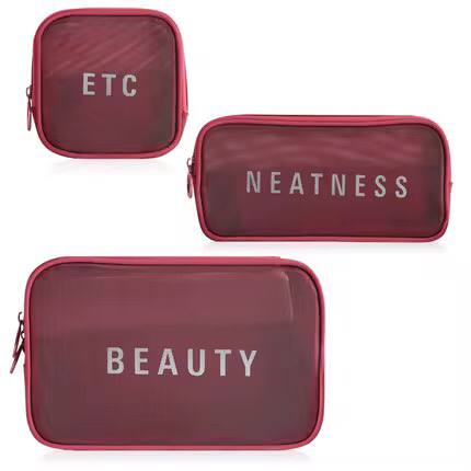 3pc neatness ,beauty and etc Portable Mesh Personal Hygiene Bag