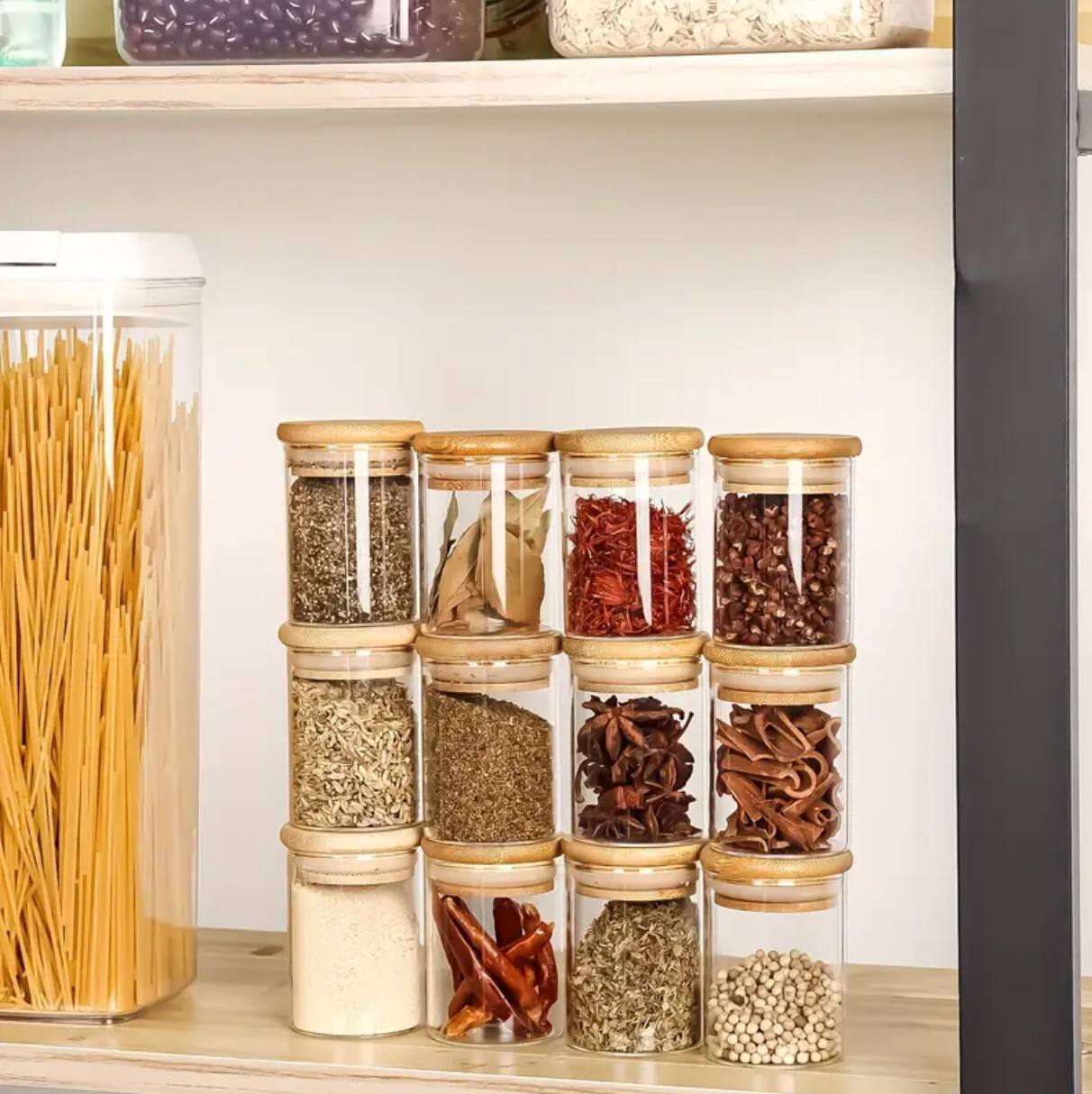 Round glass jars set