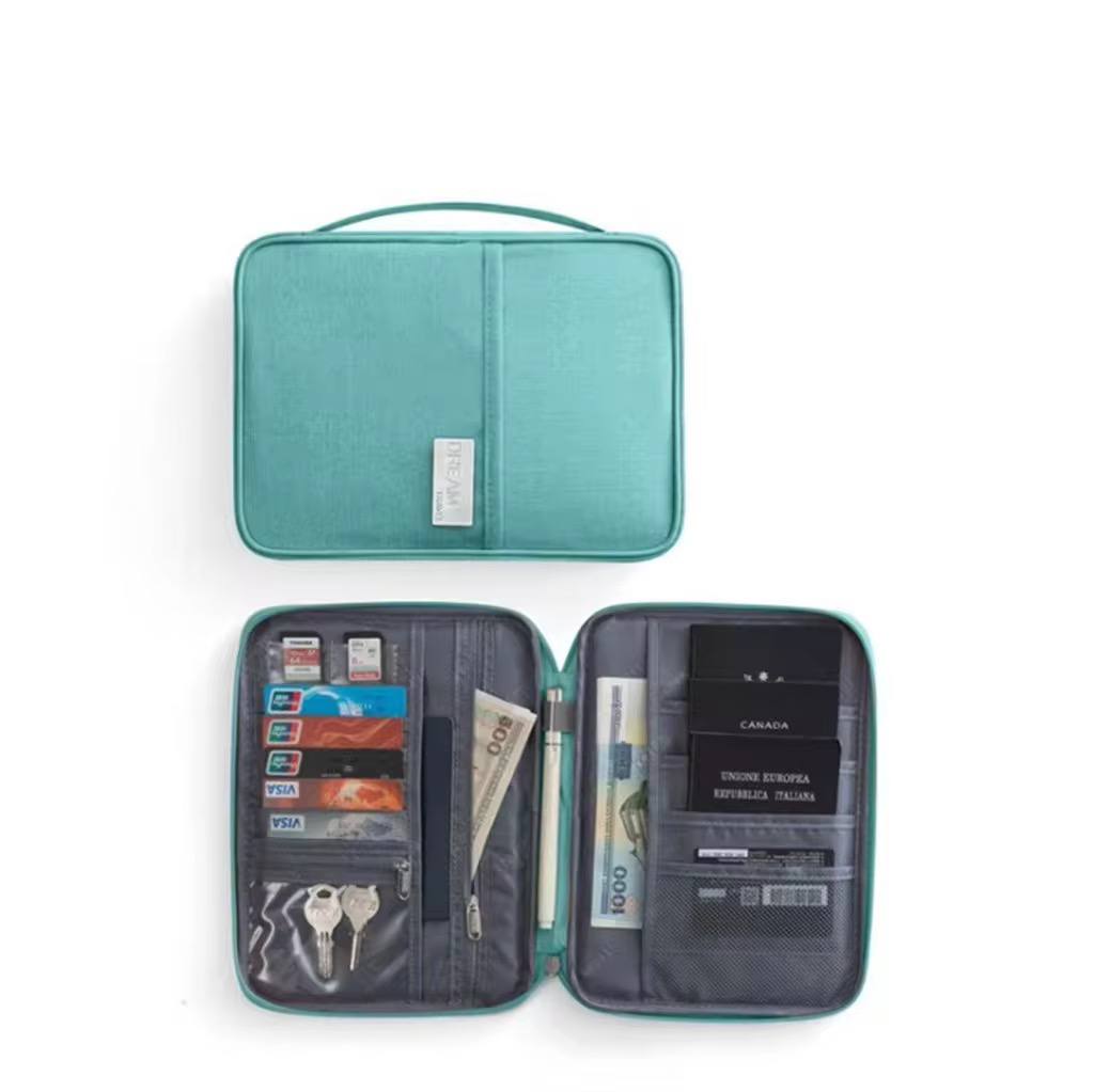 Multifunctional family size travel passport and document organizer