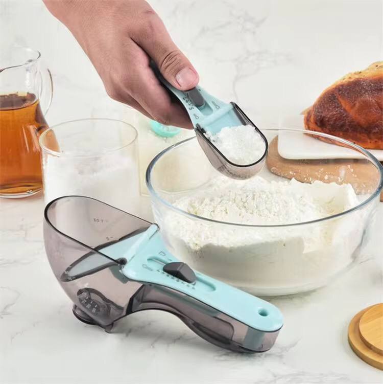 Adjustable Graduated Measuring Cup Kitchen Tool Plastic Spoon Measuring Cup For Baking Cooking Coffee Sugar Salt