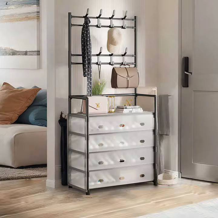 Five Tier Shoe Rack with 8 Utilities Hooks