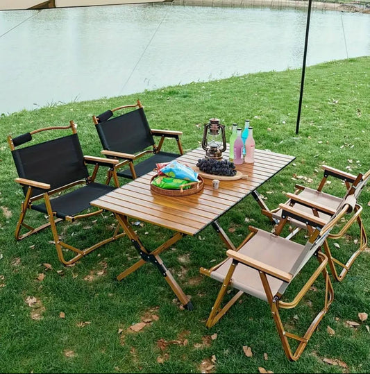 Foldable Camping Picnic Table With 4 chairs and storage box