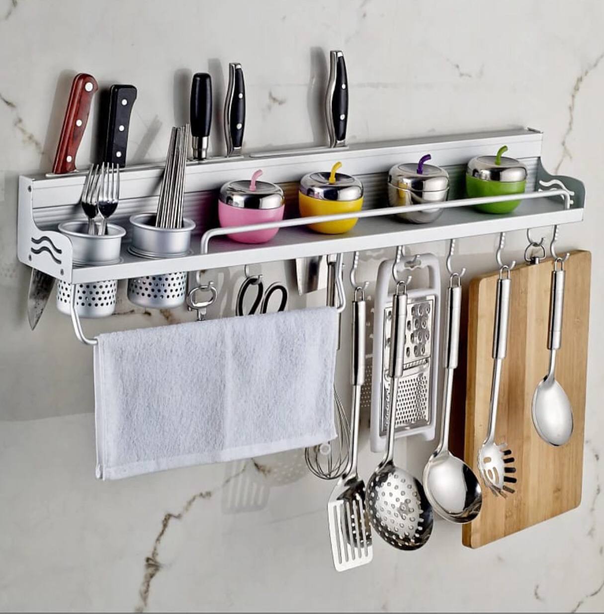 Space saving aluminium kitchen storage rack
