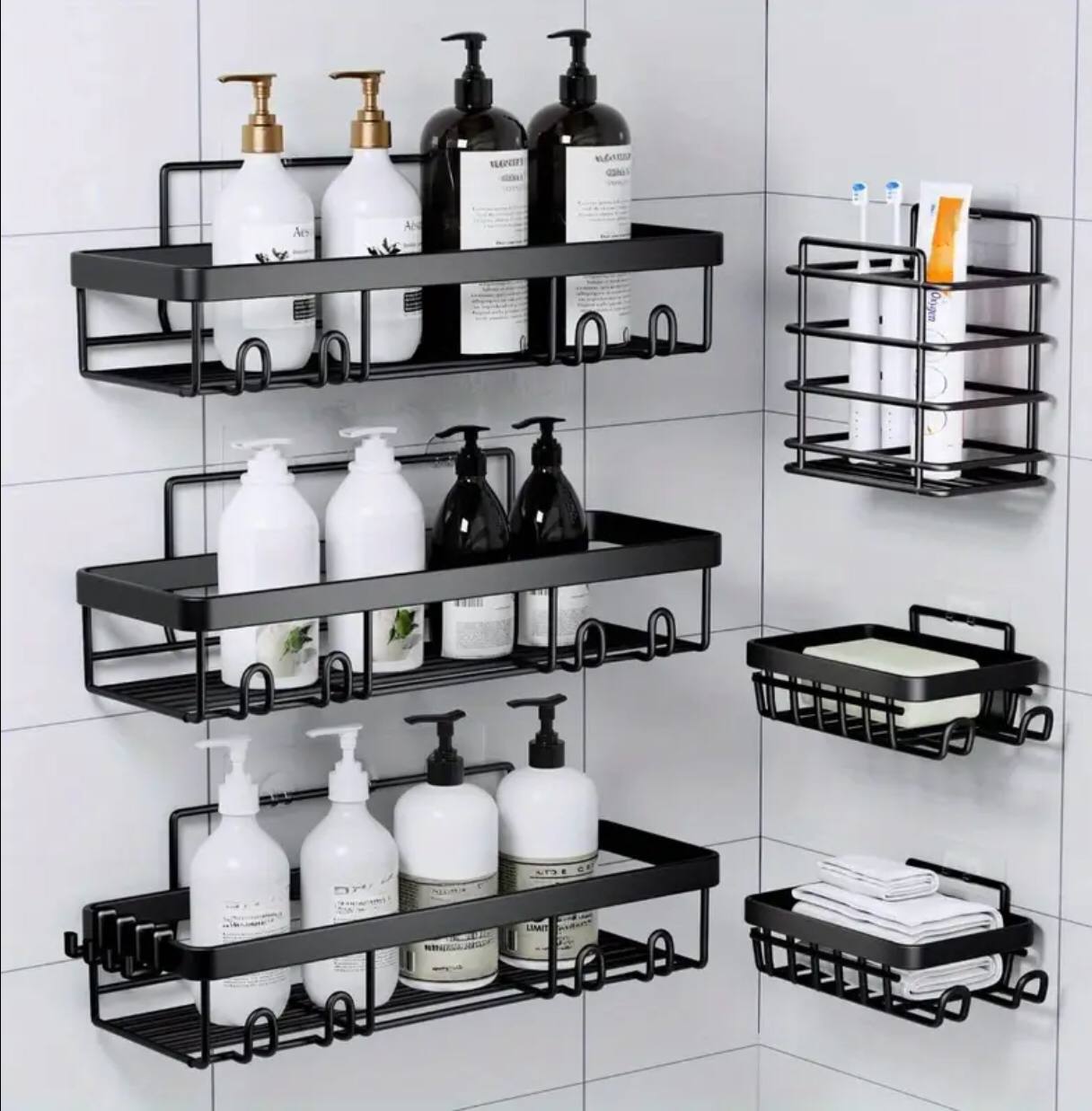 6pcs set Shower caddy shelf/Bathroom organizer