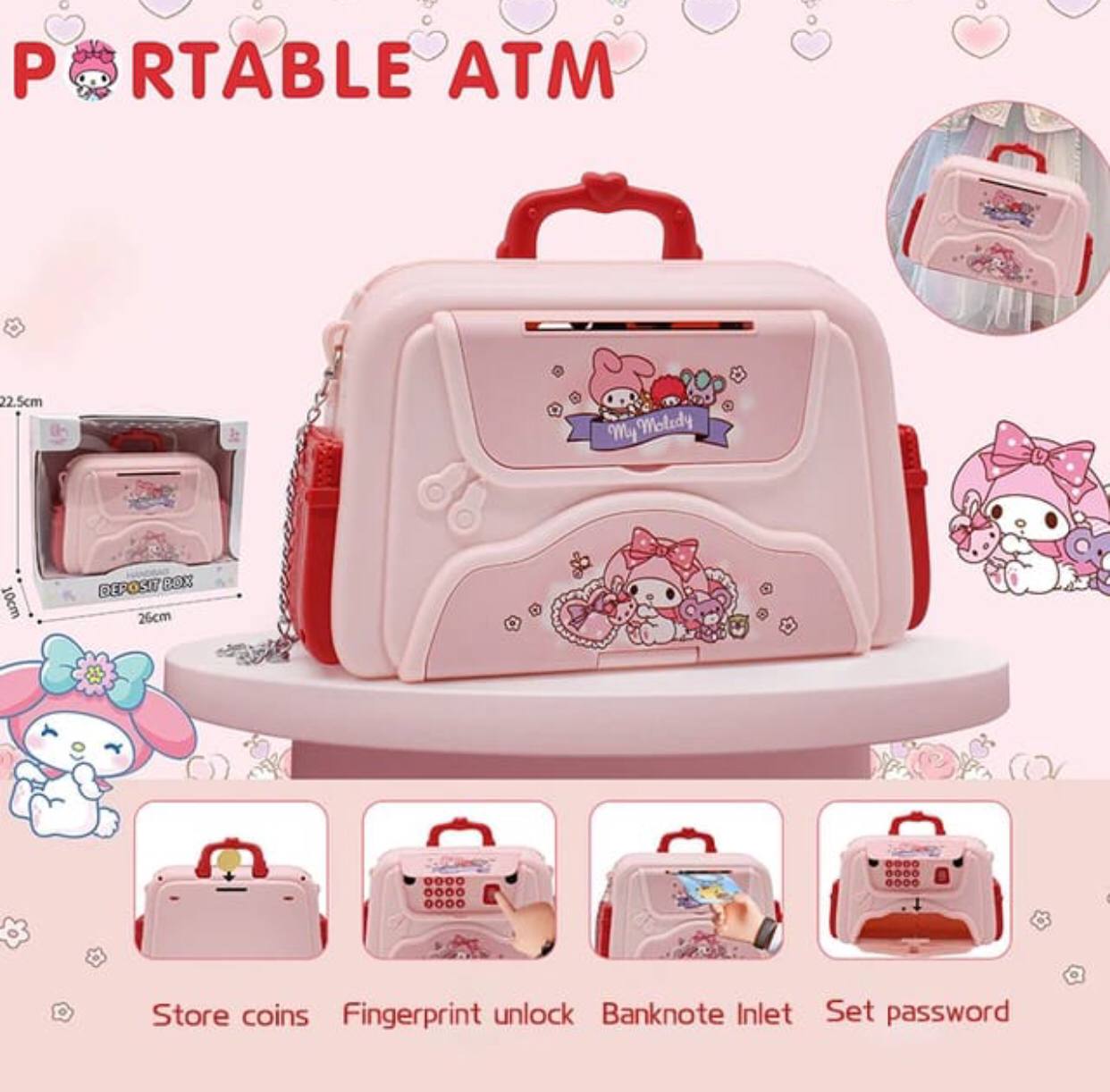 Handbag design Password and  Fingerprint  portable  ATM  Money