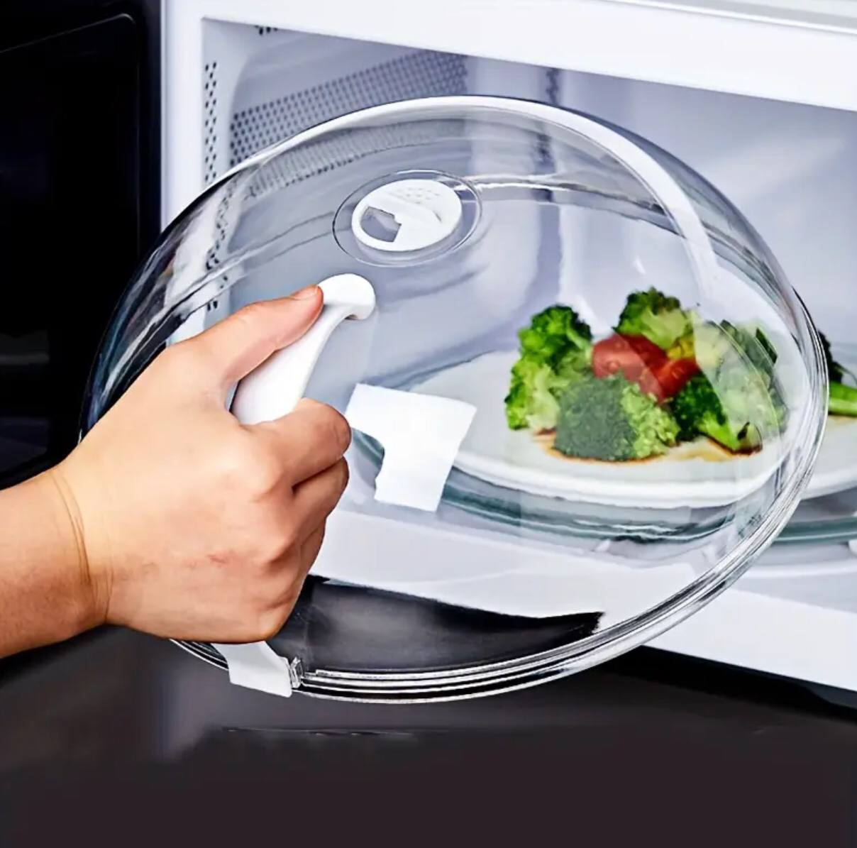 Heavy microwave cover with white handle
